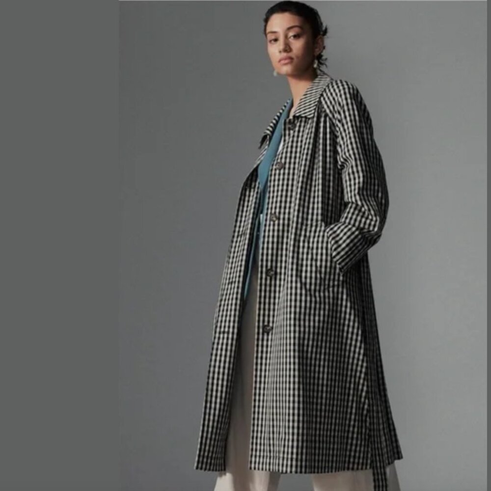 Everlane - The Gathered Drape Trench - Khaki / Black check -  Size M
